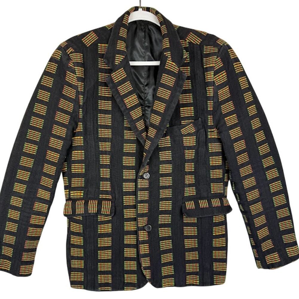 Vtg Bargo 4 Mode‎ Ouagadougou Mens S Blazer Ethnic Handwoven Stripe Sport Coat